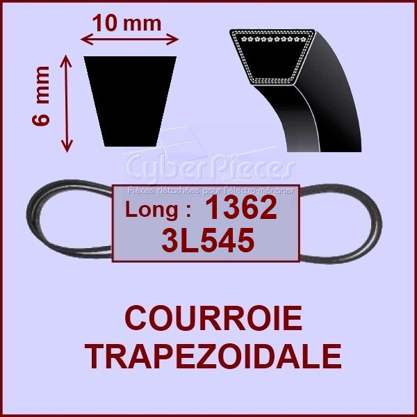 Courroie trapézoïdale 10X6X1362 - 3L545