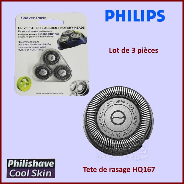 Tete de rasoir PHILIPS HQ167 COOLSKIN x3 - Pièces hygiène