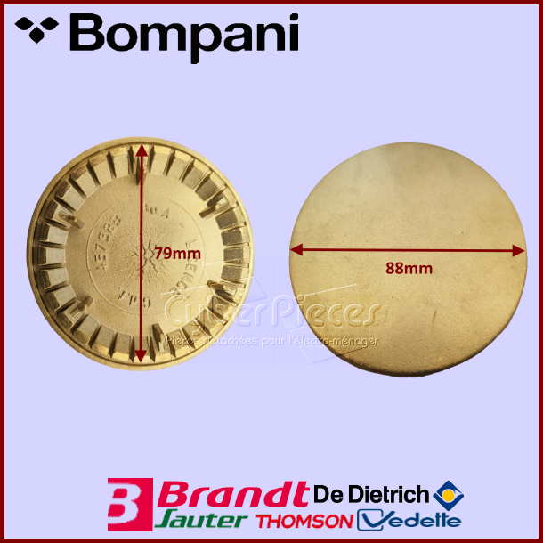 Chapeau Brûleur en laiton diam 88mm