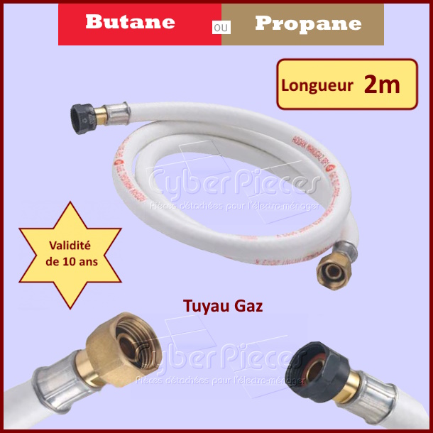 Tuyau Gaz butane ou propane 2,00m - Validité 10 ans