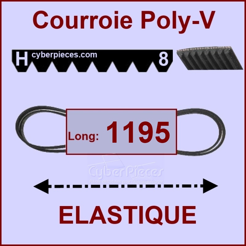 Courroie 1195H8 - EL- élastique -  Pièces machine à laver