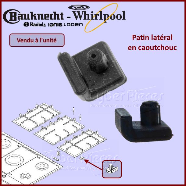 Patin de grille en caoutchouc Whirlpool 481246668851