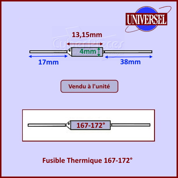Fusible Thermique 167-172°/ 10A / 250V