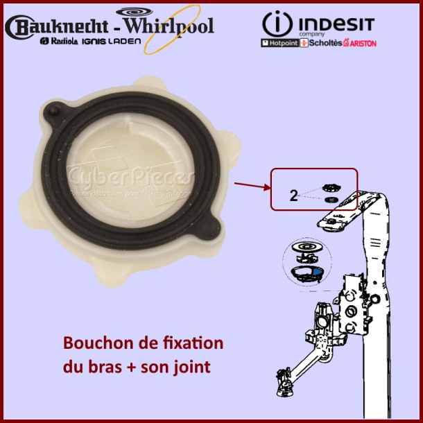 Bouchon de fixation du bras supérieur Indesit C00535795