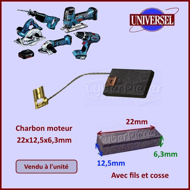 Charbon moteur 22x12,5x6,3mm