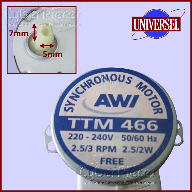 Moteur pour plateau tournant de micro-ondes TTM466 AWI
