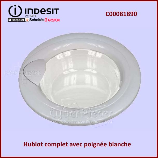 Hublot Complet poignée blanche Indesit C00081890