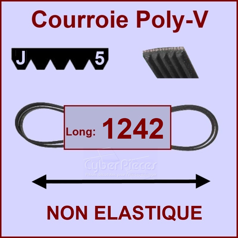 Courroie 1242J5 non élastique -  Pièces machine à laver