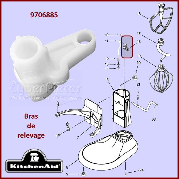 Bras de relevage Kitchenaid 9706885