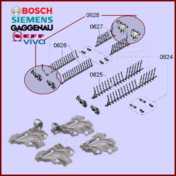Clips de maintien du panier inférieur Bosch 00611473