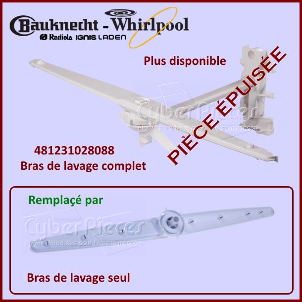 Kit complet bras supérieur Whirlpool 481231028088