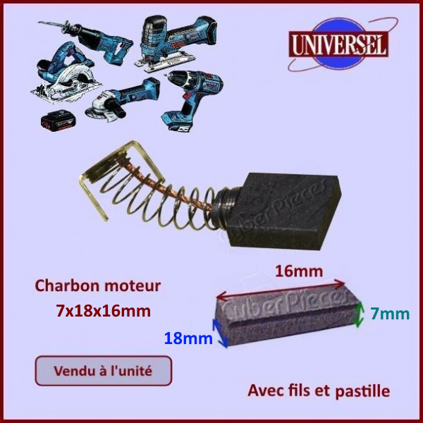 Charbon moteur 7x18x16mm Makita CB204