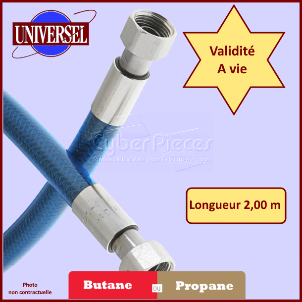 Tuyau Gaz inox Butane Propane 2.00m - Validité illimitée