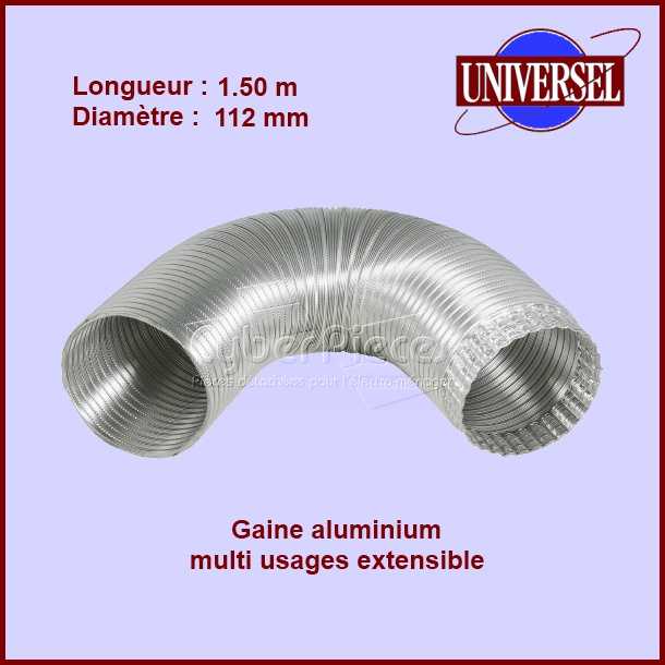 Gaine Aluminium extensible Ø112 - Longueur maxi 1.50m