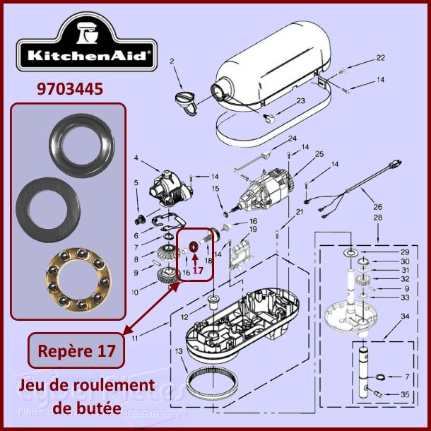 Jeu de roulements de butée Kitchenaid 9703445