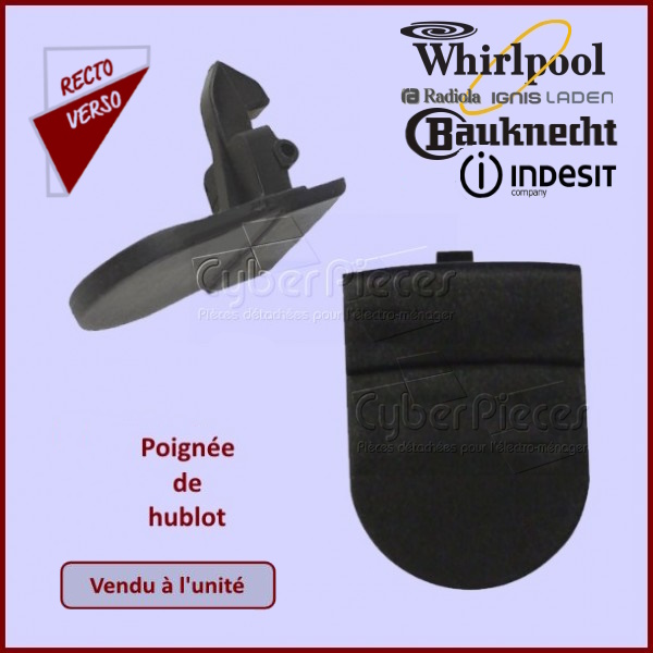 Poignée de hublot noire Whirlpool 481949868757