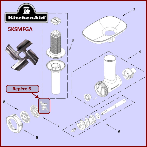 Couteau 4 branches W11445831 Kitchenaid 5KSMFGA