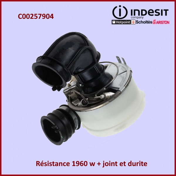 Résistance 1960 w + joint et durite Indesit C00257904