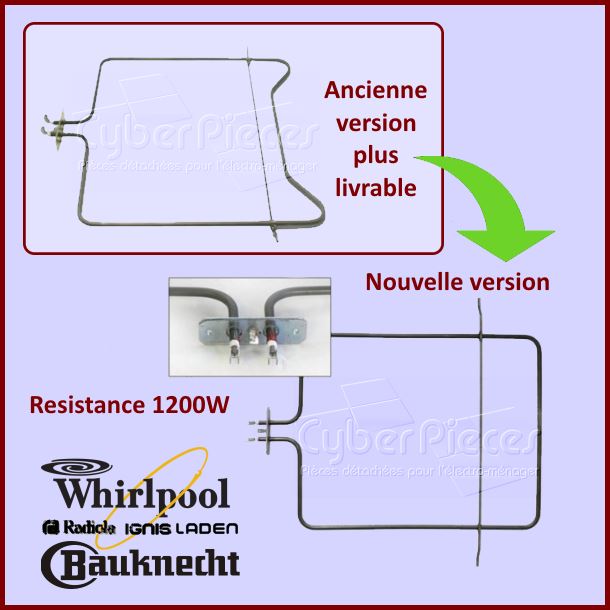 Résistance 1200W Whirlpool 481225948121