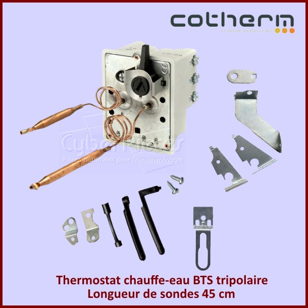 Thermostat chauffe-eau Cotherm BTS Tripolaire 15 A - 380V - Sondes L.45CM