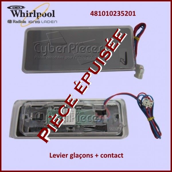 Levier glaçons + contact Whirlpool 481010235201 *** Pièce épuisée ***