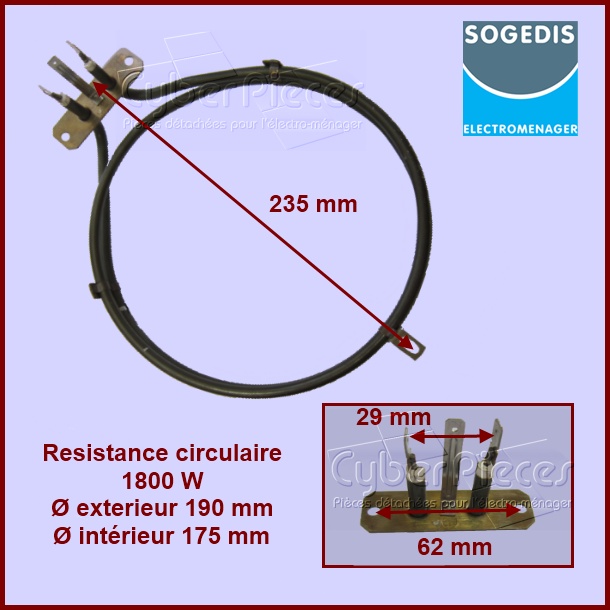 Résistance circulaire 1800W Sogedis 74598