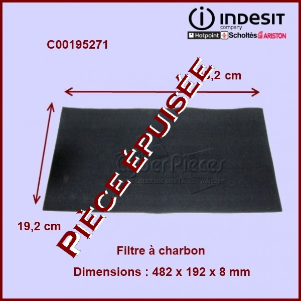 Filtre à charbon 482x192x8mm Indesit C00195271