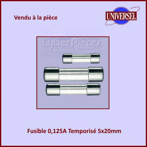 Fusible 0,125A Temporisé 5x20mm en verre