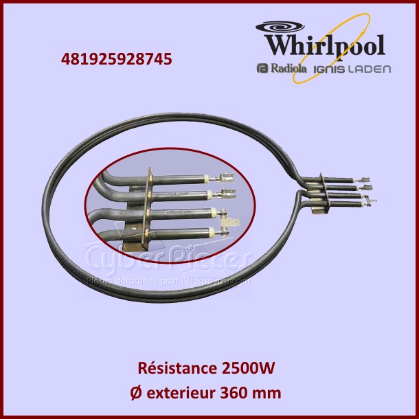 Résistance 2500w Whirlpool 481925928745