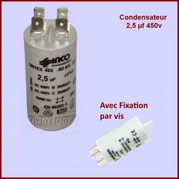 Condensateur 2,5µF (2,5MF) 450V