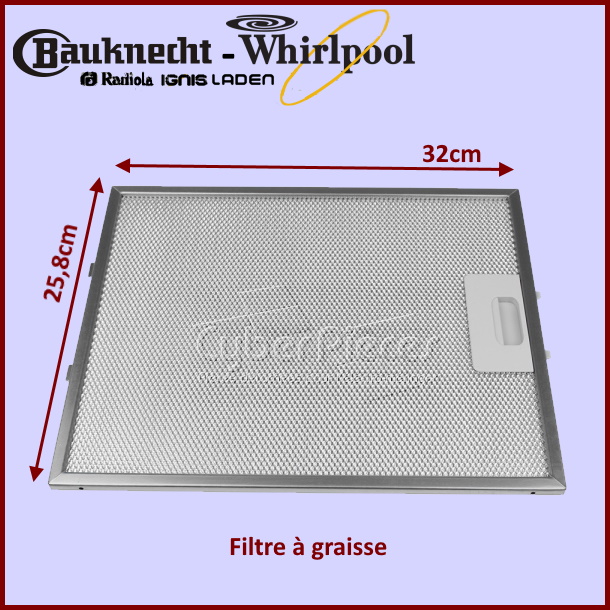 Filtre à graisse Whirlpool 480122102169