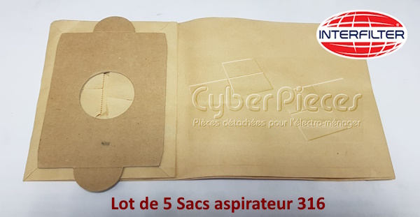 Lot de 5 Sacs aspirateur PROGRESS 316 Candy 09200131