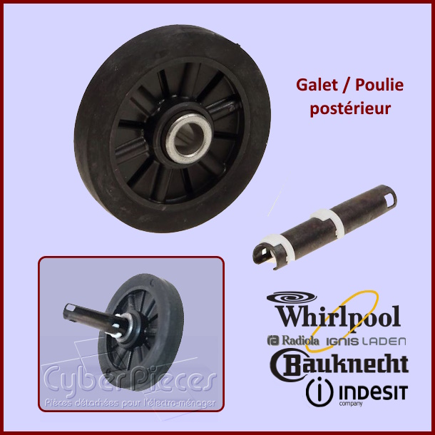 Axe long avant + Galet tambour WHIRLPOOL 481252898003