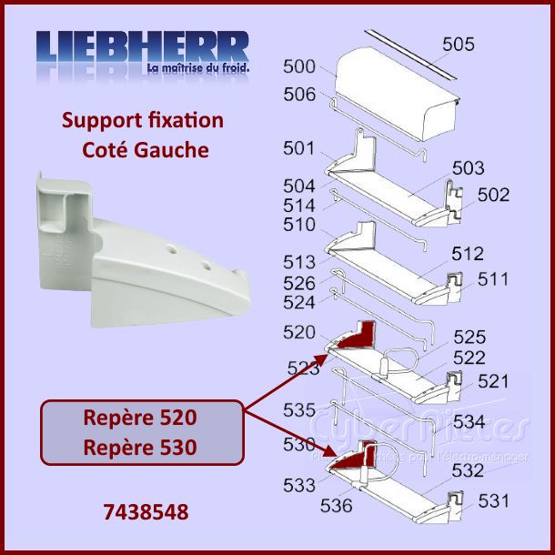 Fixation Gauche Support Paroi Liebherr 7438548