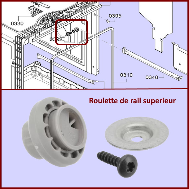 Roulette de rail supérieur Bosch 00188096