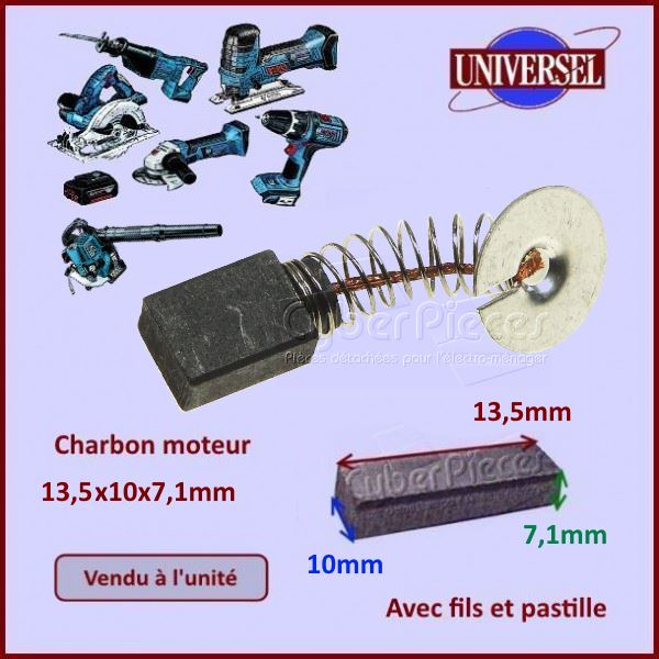 Charbon moteur 13,5x10x7,1mm