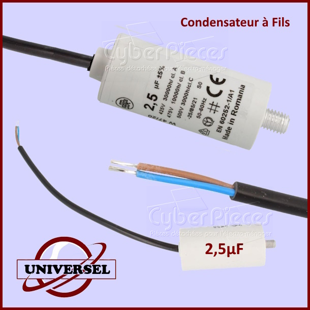 Condensateur 2,5µF 450V à fils