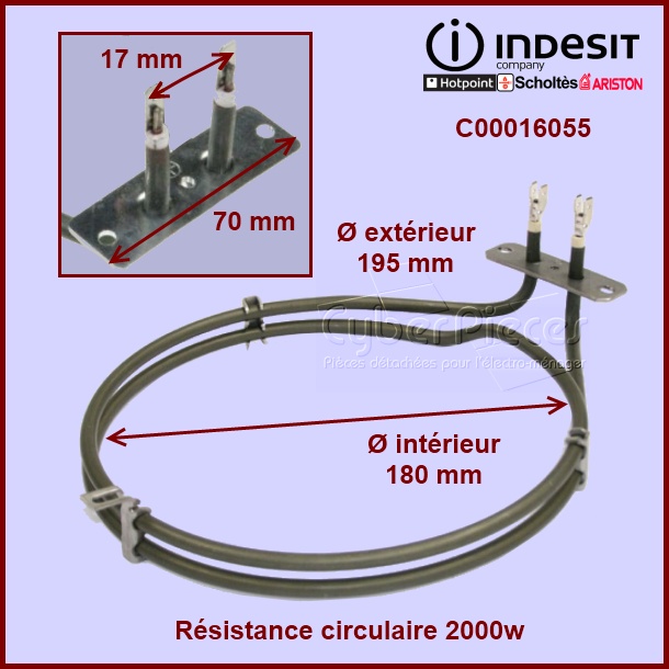Résistance circulaire 2000W Indesit C00016055