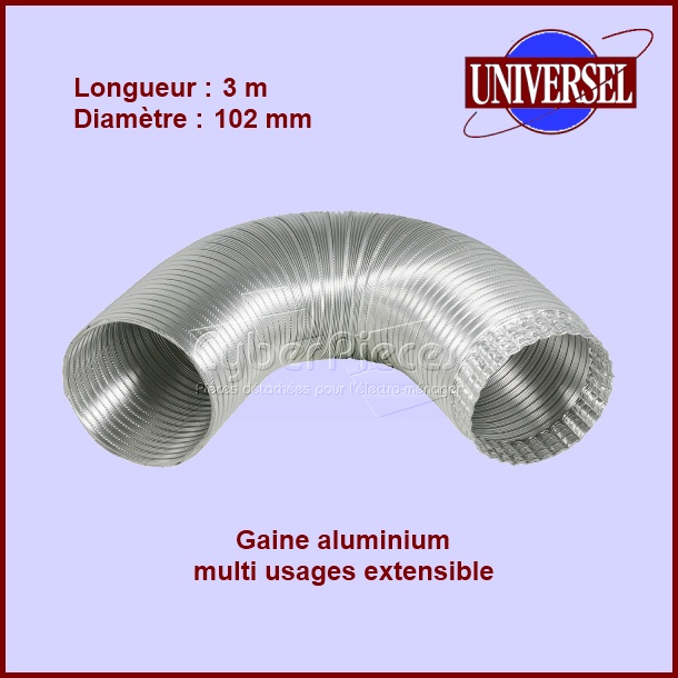 Gaine Aluminium extensible Ø102 - Longueur maxi 3m