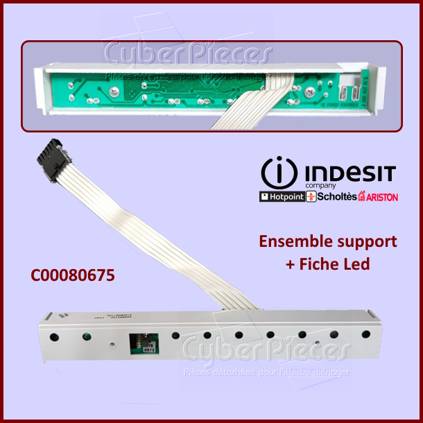 Ensemble support + Fiche Led Indesit C00080675