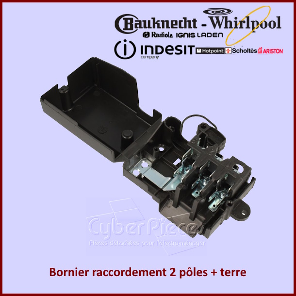 Bornier raccordement 2 pôles + terre Indesit C00039459
