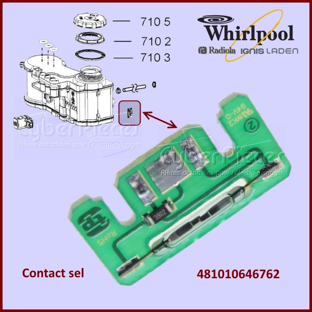 Contact sel 4 pôles T/P Softener 481010646762 - Pièces lave-vaisselle