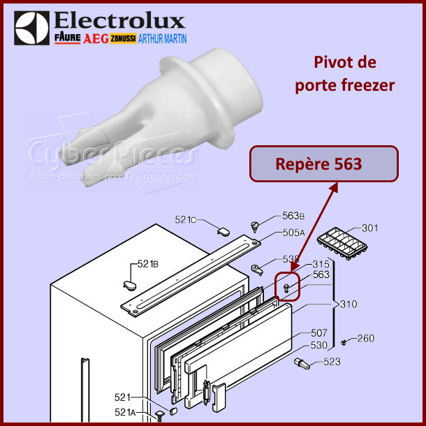 Axe supérieur portillon freezer Electrolux 2230617025
