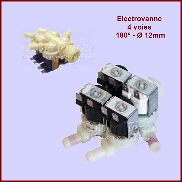 Électrovanne 4 voies 180° - Ø12mm