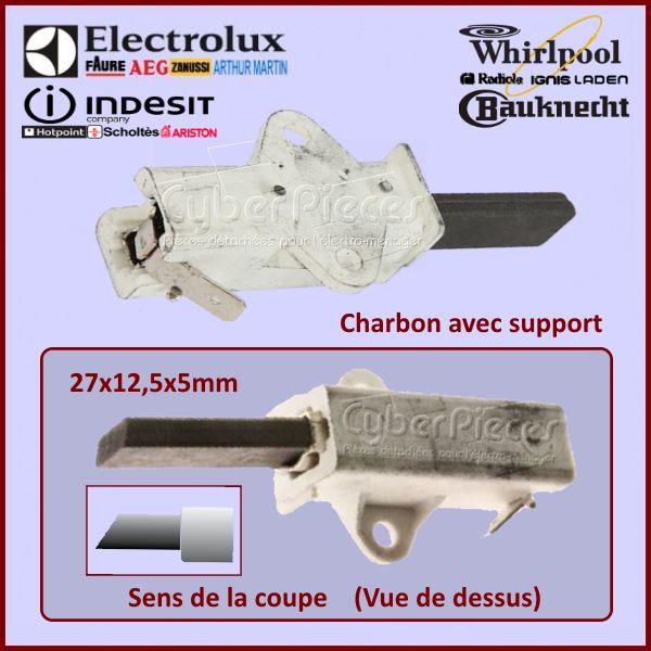 Charbon moteur avec support  27x12,5x5mm