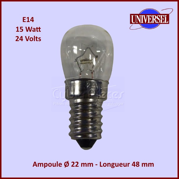 Ampoule 15w E14 / 24 volts / 22x48 mm
