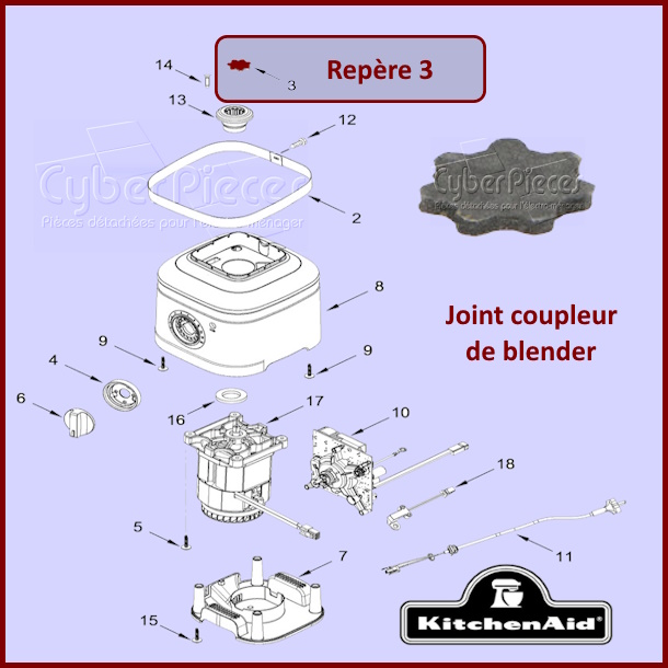 Joint coupleur blender Kitchenaid W11486757