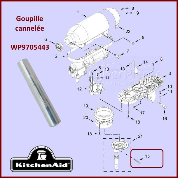 Goupille crantée Kitchenaid W9705443