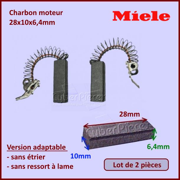 Charbon moteur 28x10x6,4mm *Adaptable* Miele 3320630