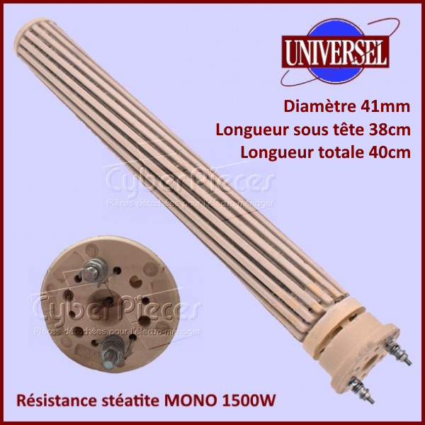 Résistance chauffe-eau stéatite 1500W - MONO - Diam 41mm